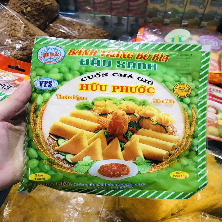 [Chay & Mặn] Bánh Bía Đậu Xanh Cuốn Chả Giò Hữu Phước- không nhúng nước - 1 xấp 30 miếng | BigBuy360 - bigbuy360.vn