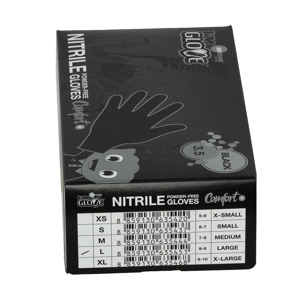 Găng tay y tế không bột màu đen dùng trong nhà bếp, spa thẩm mỹ, nuôi trồng thủy hải sản, sơ chế nông sản cao cấp da tay