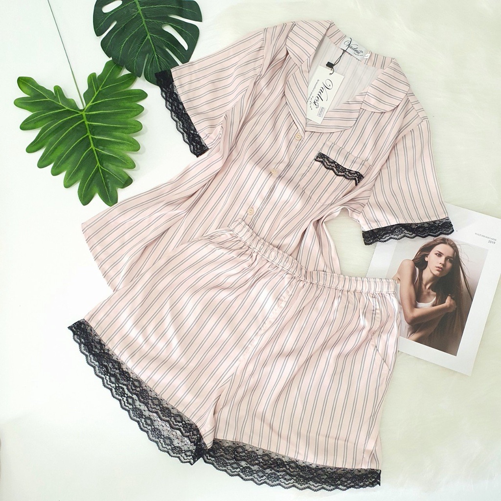 Bộ Đồ Ngủ Pijama Nữ Quần Đùi Tay Ngắn Lụa Cao Cấp Mặc Nhà Đẹp Mềm Mịn Thấm Hút Thoáng Mát – VADESI