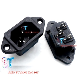 Combo 3 Jack Cắm Nguồn AC 3 Chân 10A 250V Chân Hàn