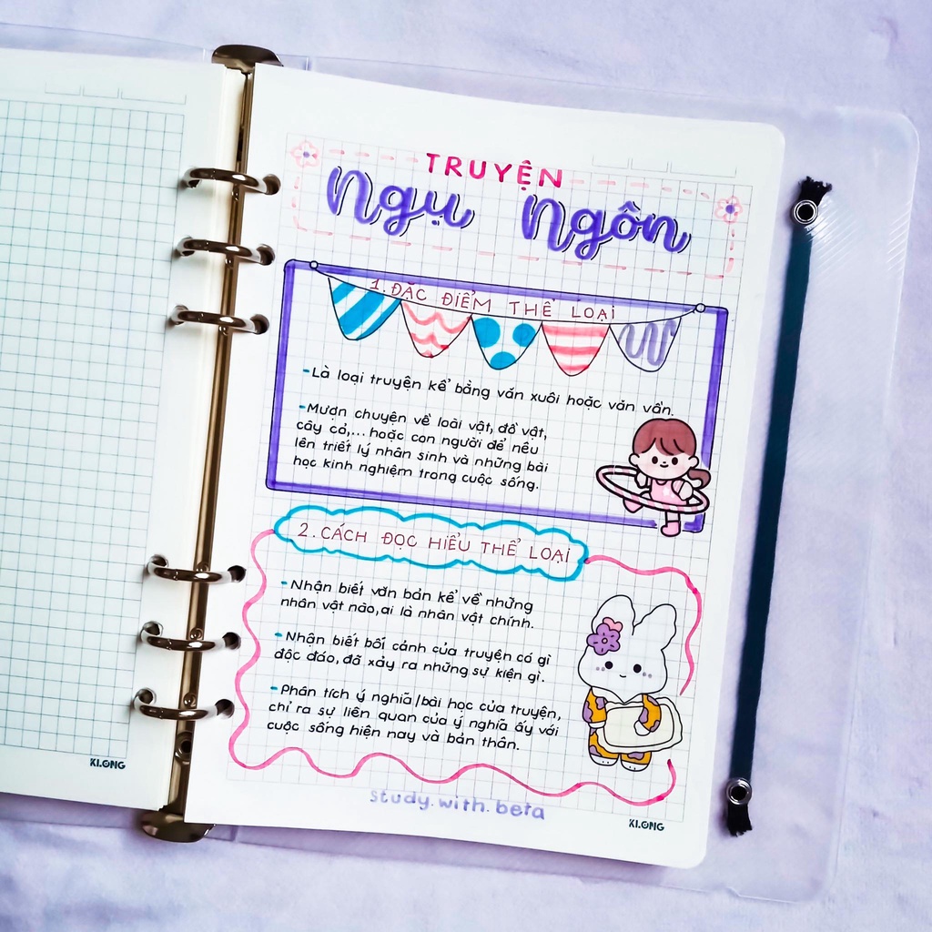 Sổ takenote VĂN 7 phong cách Sổ giấy trang trí sticker do Beta thiết kế, 2 loại sổ lò xo và sổ còng sắt binder