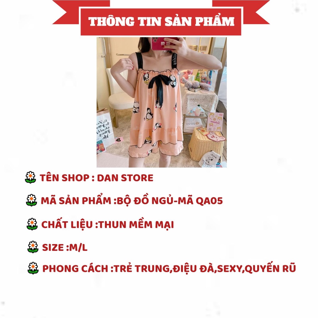 Đồ Bộ Ngủ - Đồ Bộ Ngủ Nữ 2 dây điệu đà dễ thương mùa hè MÃ QA05
