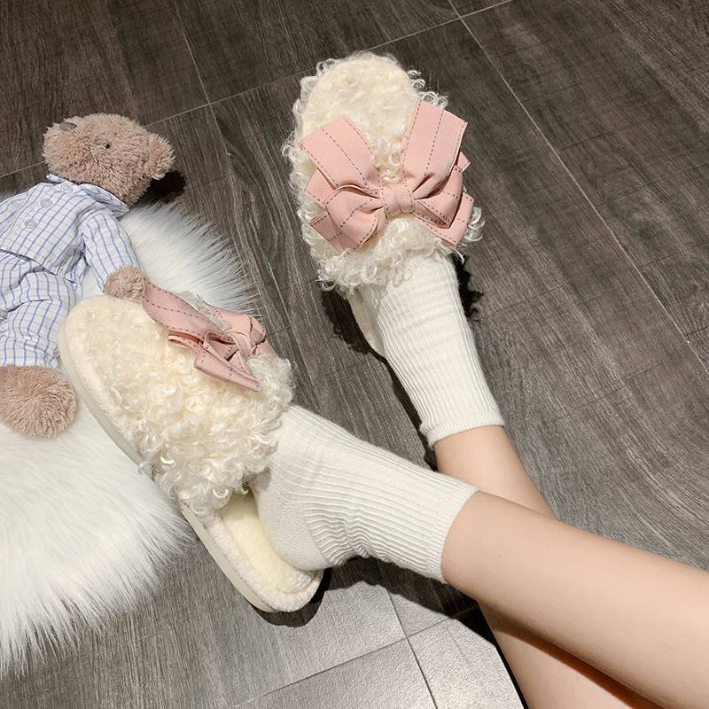 Dép Cotton Đế Dày In Họa Tiết Hoạt Hình Dễ Thương Thời Trang Thu Đông Cho Nữ