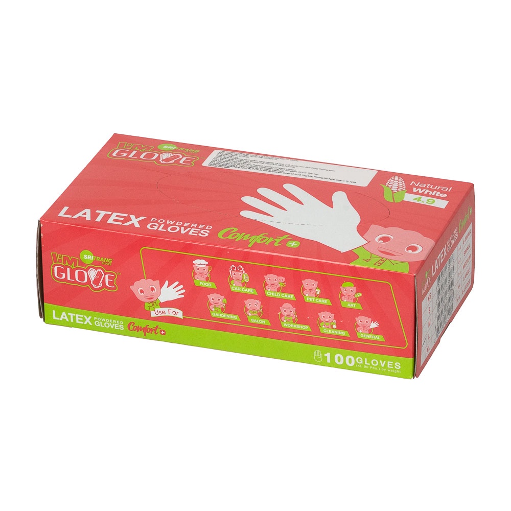 Găng tay y tế màu trắng có bột hộp 100 cái