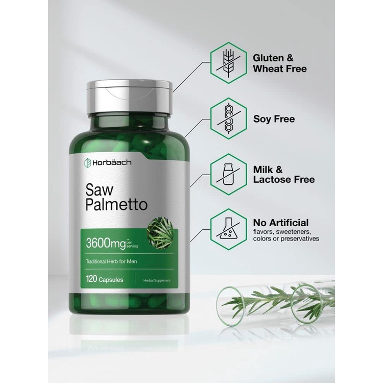 Horbaach Saw Palmetto 3600mg - Viên uống hỗ trợ sức khỏe tuyến tiền liệt và đường tiết niệu 120 viên