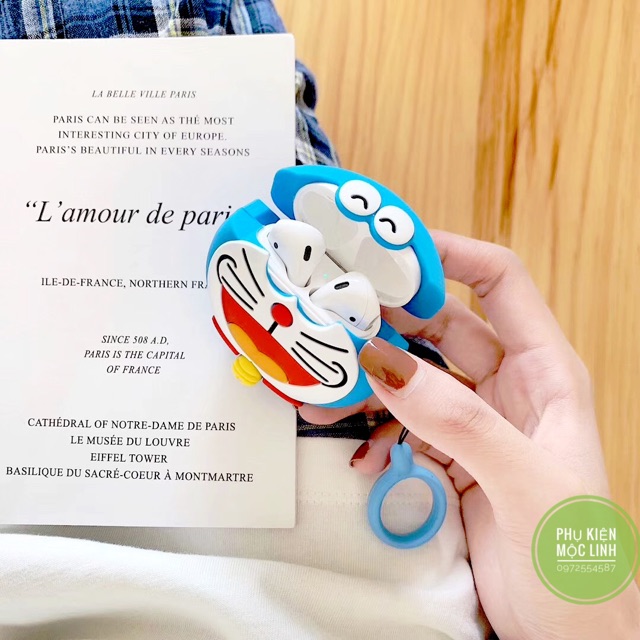 ☘️Tặng kèm móc treo☘️ Case bao Airpods 1 2 3 Pro Doraemon đựng tai nghe không dây Airpod