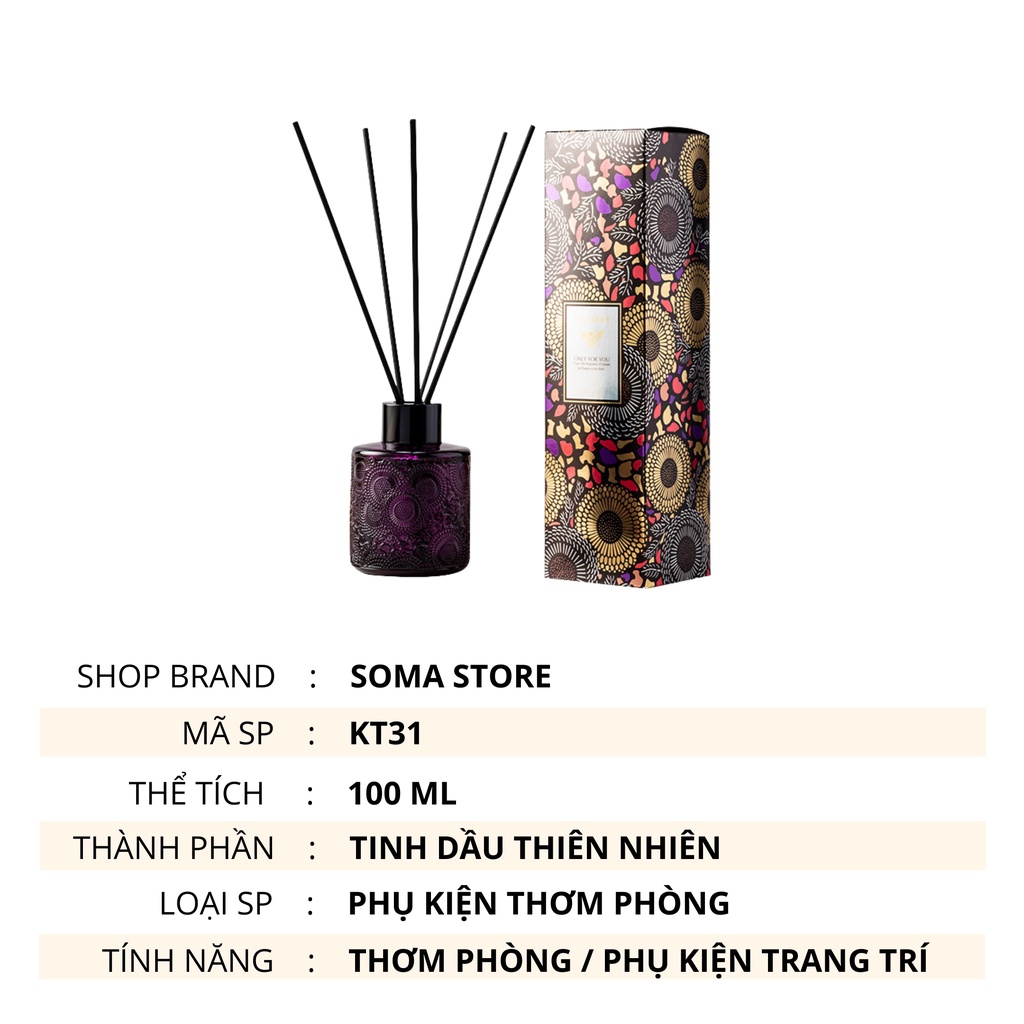 Lọ Khuếch Tán Tinh Dầu Thơm Phòng Nước Hoa Thơm Để Phòng Thiên Nhiên Tán Hương 100ML Ba Tư KT31