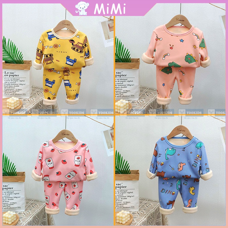 Bộ nỉ bông cho bé MIMI chất nỉ bông loại 1 mềm min dày ấm, Bộ nỉ bông cho bé gái bé trai 1 2 3 4 tuổi