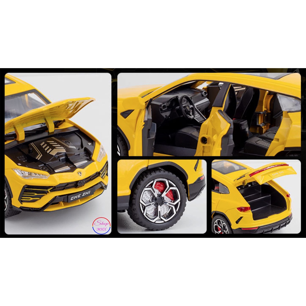 Mô hình xe sắt Lamborghini Urus TẶNG KÈM BIỂN SỐ tỉ lệ 1:24 hãng Chezhi 3 màu