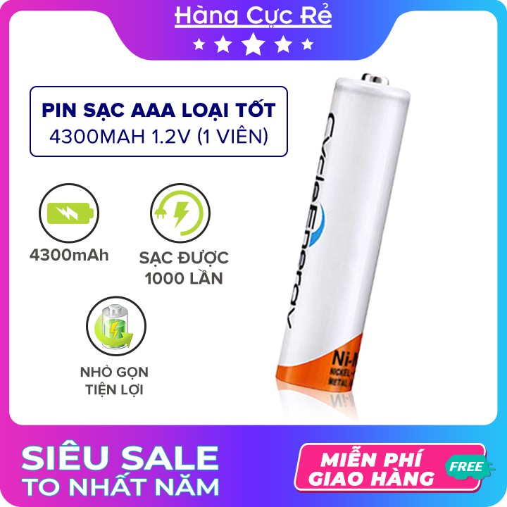 Pin sạc AAA (3A) loại tốt Ni-MH 4300mAh 1.2V 🚀Freeship🚀 Pin tiểu Cycle Energy Rechargeable (1 viên) - Shop Hàng Cực Rẻ