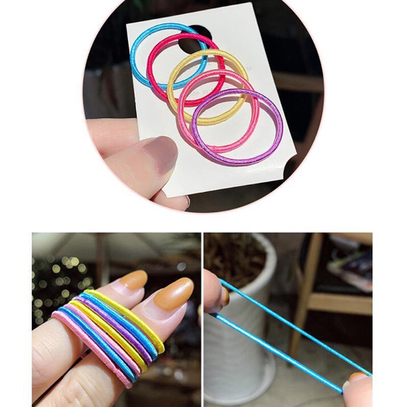 Set 100 Dây Buộc Tóc Nylon Co Giãn Nhiều Màu Sắc