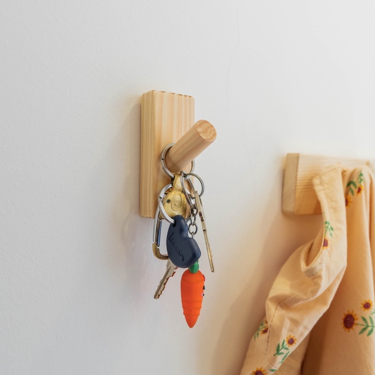 Móc gỗ treo quần áo dán tường loại 1 Tee Decor - Móc treo quần áo gỗ thông - Decor nhà cửa, văn phòng - Bh 12 tháng