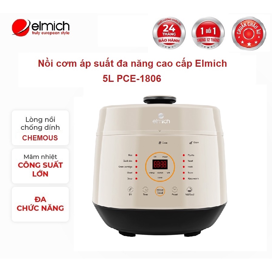 Nồi cơm áp suất đa năng cao cấp 5L Elmich PCE-1806 ( Tặng thêm lòng nồi chống dính )