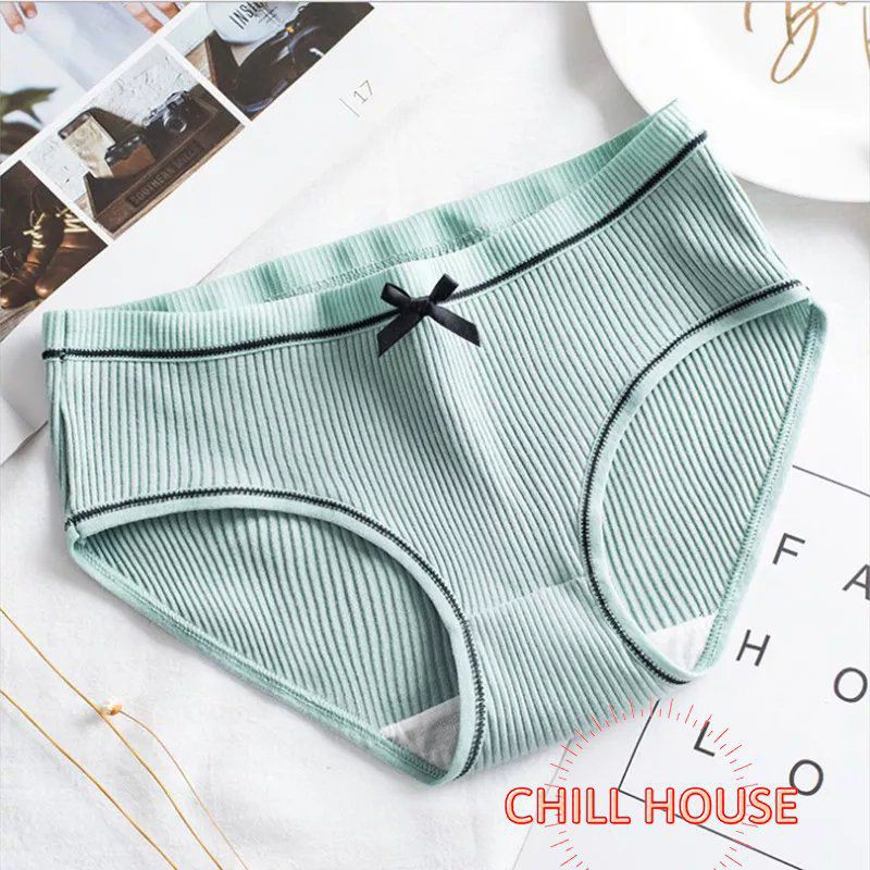 Quần lót nữ Q105 cotton tăm tre đính nơ gân 2 mặt siêu thấm hút mồ hôi - CHILL HOUSE