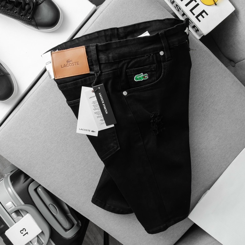 SHORT JEAN LCOSTE ĐEN 2 MẪU