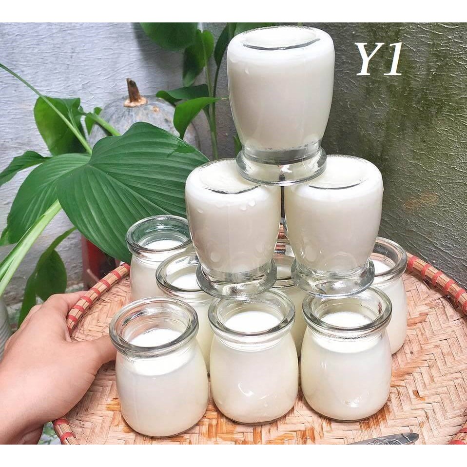 Bộ 12 hũ thuỷ tinh làm sữa chua nắp nhựa 100ml