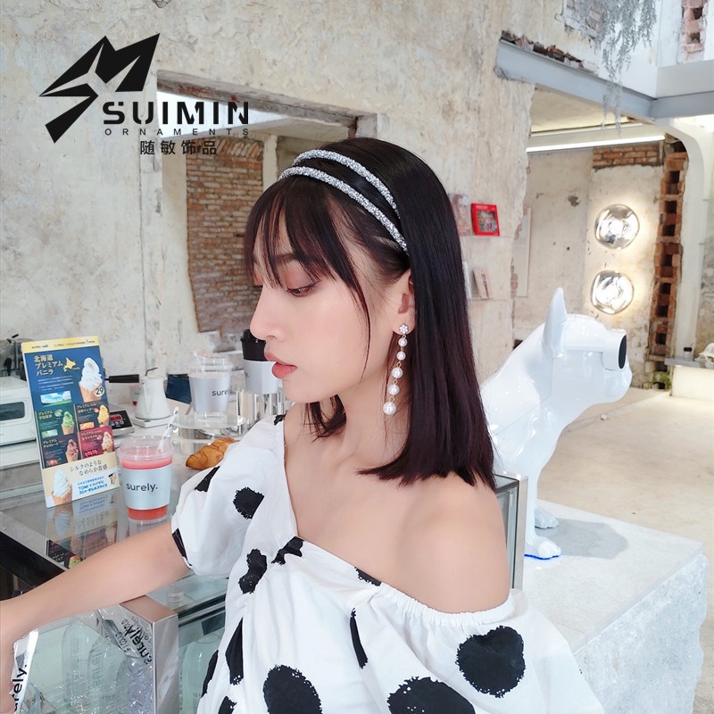 Băng Đô Đính Đá Pha Lê Phong Cách Hàn Quốc Chống Trượt Dành Cho Nữ