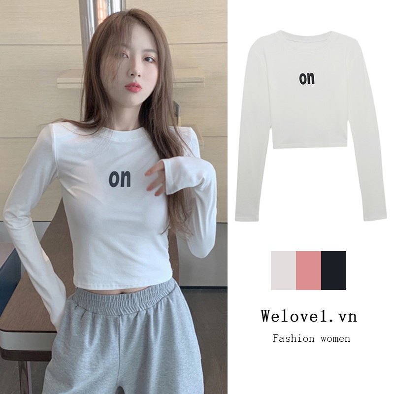 Áo thun dài tay màu trơn dáng ôm thời trang mùa thu phong cách Hàn Quốc cho nữ