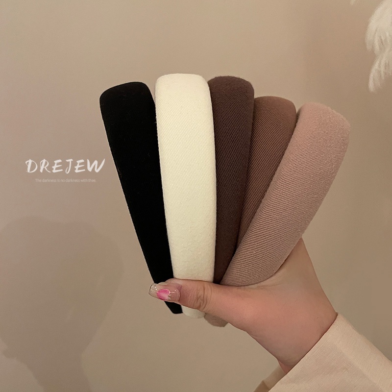 DREJEW Băng Đô Cài Tóc Bằng Vải flannel Màu Cà Phê Sữa Thời Trang Hàn Quốc Đơn Giản Dành Cho Bạn Gái