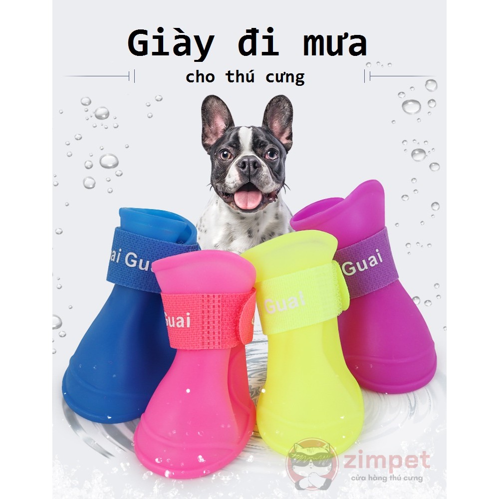 Giày đi mưa chống trượt cho thú cưng - Ủng đi mưa chống thấm nước cho chó mèo