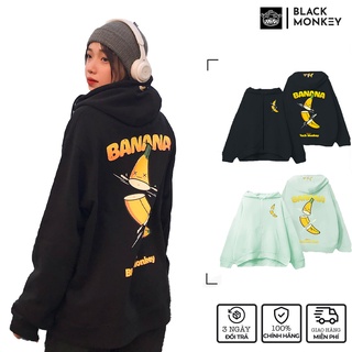 [CHÍNH HÃNG] Áo Khoác Trái Chuối Hoodie Zip Black Monkey có nón nam nữ unisex - Banana Killer Màu Đen