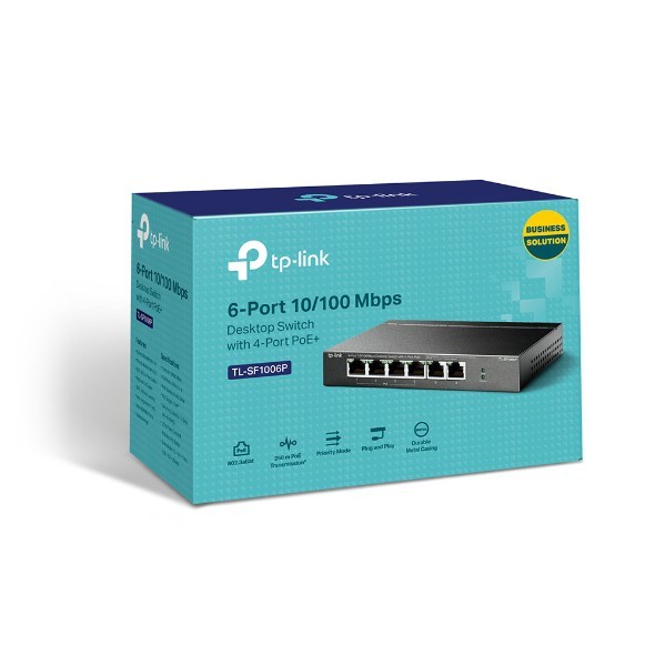 Bộ Chia Mạng Để Bàn TPLink SF1006P 6 Cổng 10/100Mbps với 4 Cổng PoE+