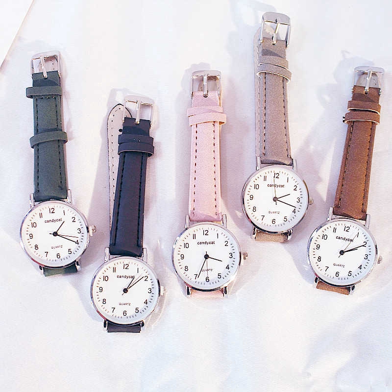 Đồng hồ đeo tay kết cấu thạch anh dây đeo bằng da thời trang thường ngày cho nữ