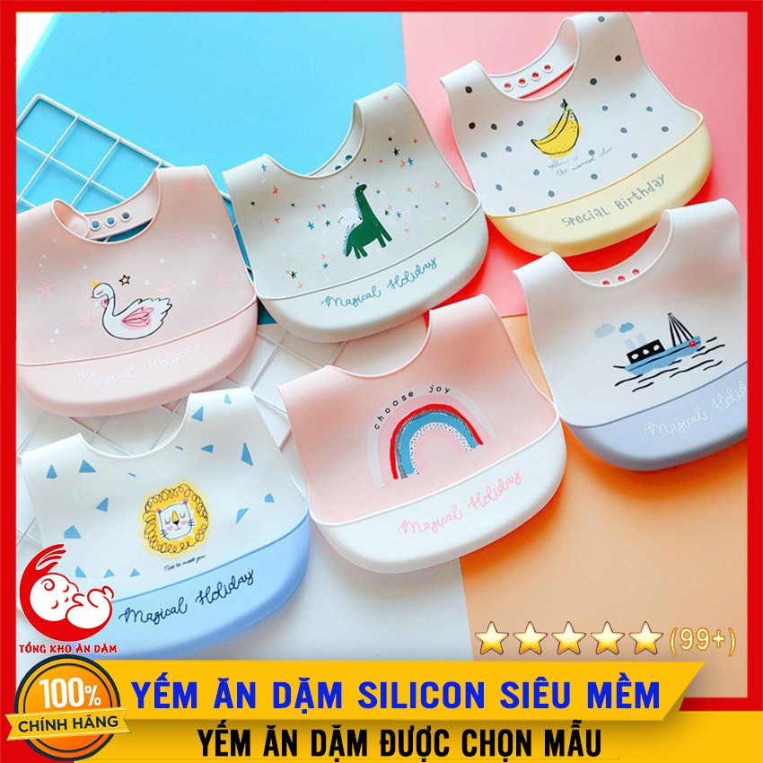 [Mã SKAMLTSM9 giảm 10% đơn 99K] [ĐƯỢC CHON MẪU] Yếm Ăn Dặm Có Máng Đỡ Silicon Cao Cấp Mềm Mịn, An Toàn Cho Bé - SP000665