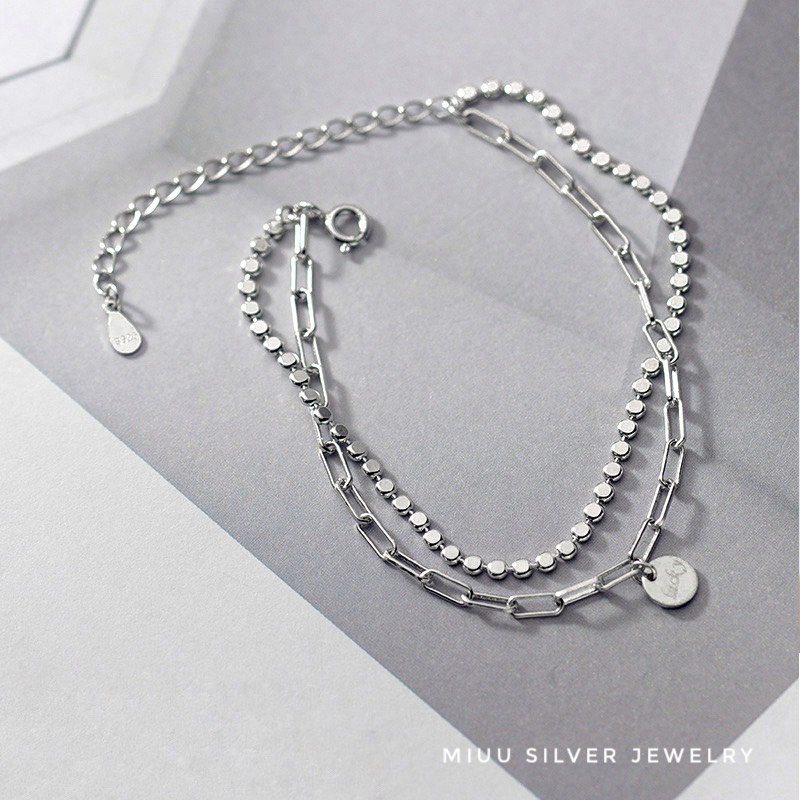 Vòng tay bac Miuu Silver, lắc tay nữ dáng layer Asley Bracelet