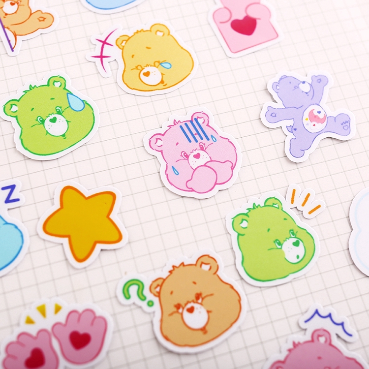Set 40 hình dán phong cách gấu Q-1 trang trí sổ tay máy tính ván trượt đa dụng