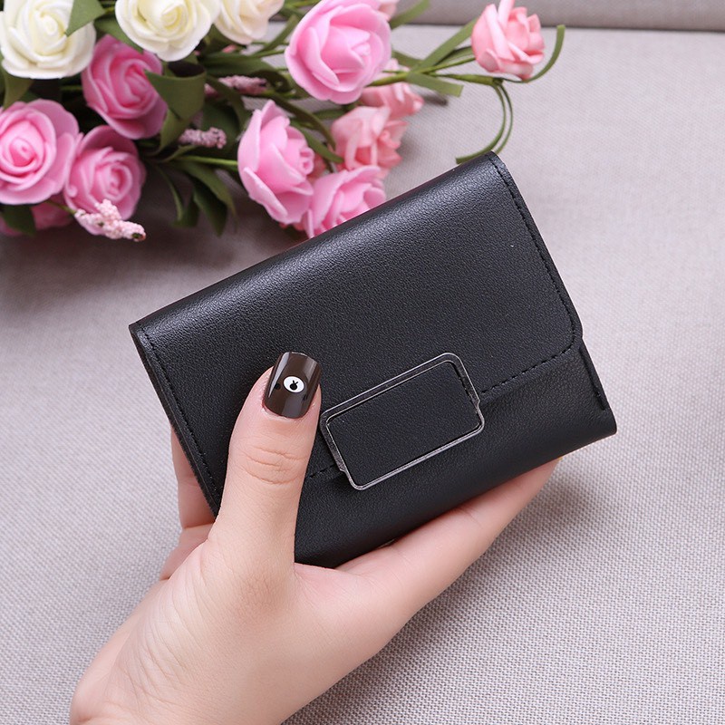 Bóp Ví Nữ Mini Gấp Gọn Cầm Tay Young Nút Bấm Vuông 134 Cách Điệu Thời Trang - Hazo