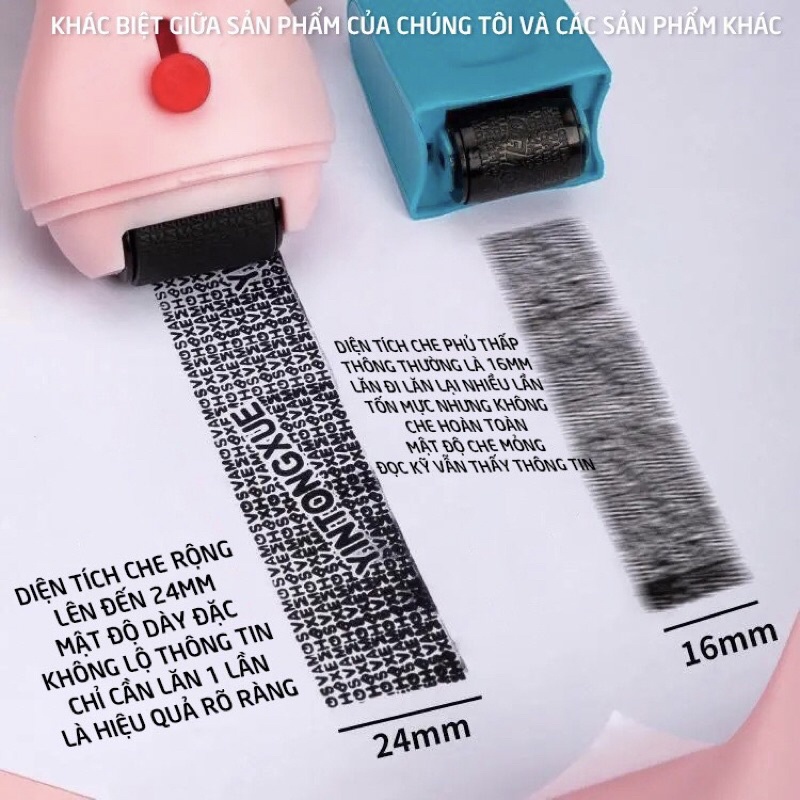 Con Lăn Mực 2IN1 Giúp Che Tên Sản Phẩm, Thông Tin Đơn Hàng , Tài Liệu Kiểu Dáng Gấu Siêu Dễ Thương K177