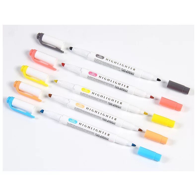 Set 5 bút highlight pastel đánh dấu 2 đầu Béo shop , hộp bút dạ quang nhớ dòng marker bullet journal dễ thương B20