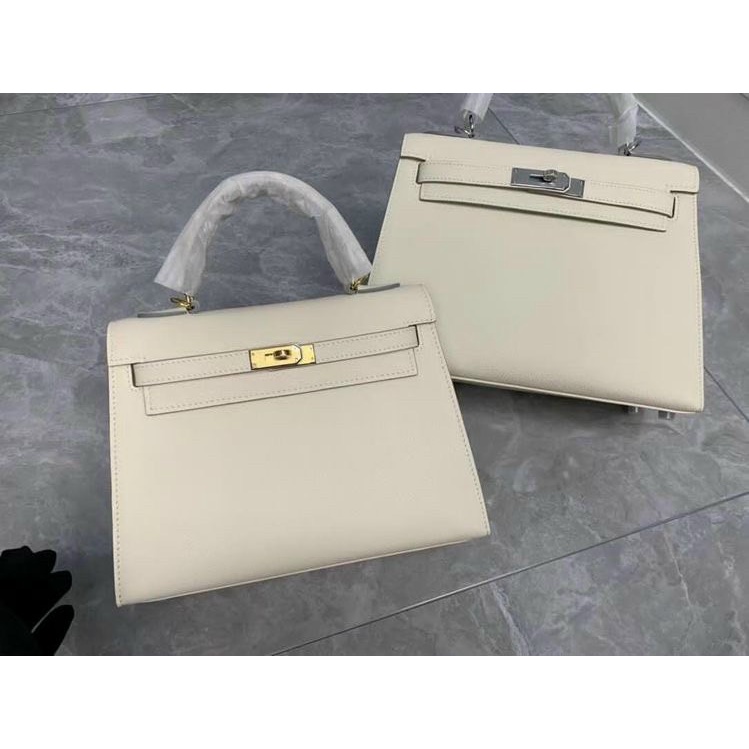 Túi xách nữ đeo chéo size 21 và size 25 có phụ kiện ổ khóa  tang bạc & tang vàng cao cấp mã HMk54