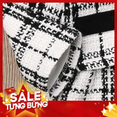 Set áo khoác caro cổ bẻ + Chân váy xòe dễ thương cho bé gái -Hàng nhập khẩu