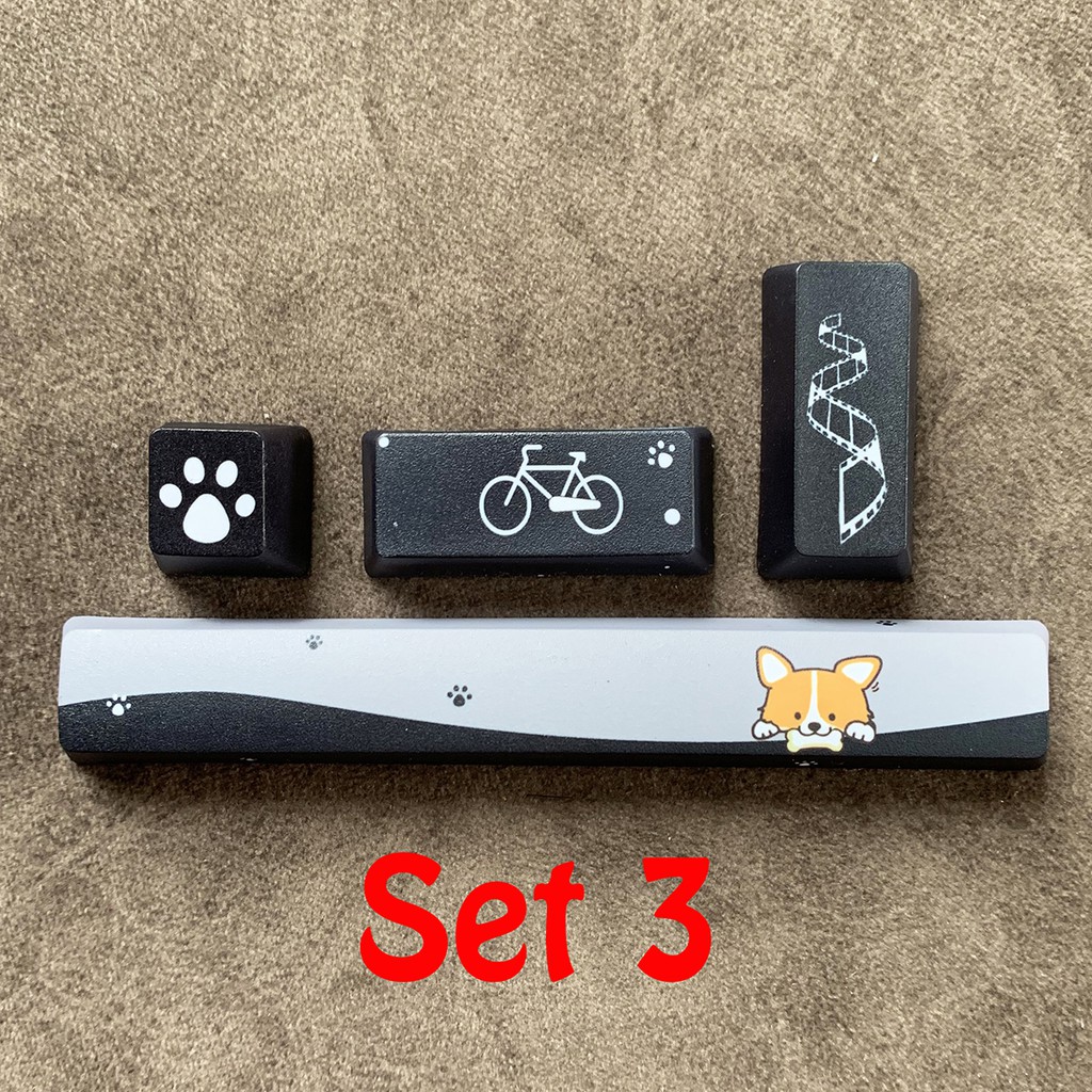 Set Keycap PBT 6.25U nút Space Bar + Enter + ESC in dyesub 5 mặt hình chó corgi cực đẹp | BigBuy360 - bigbuy360.vn