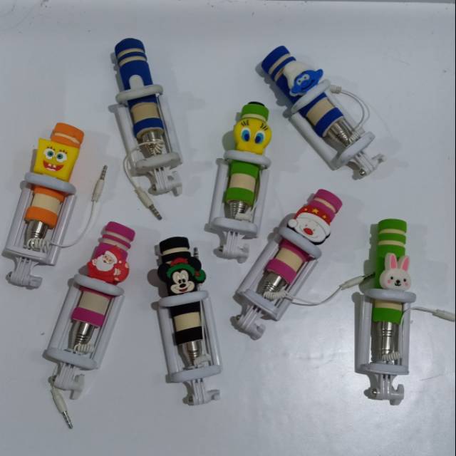 Gậy Chụp Ảnh Mini Có Nút Bấm Màu Trơn Dễ Thương