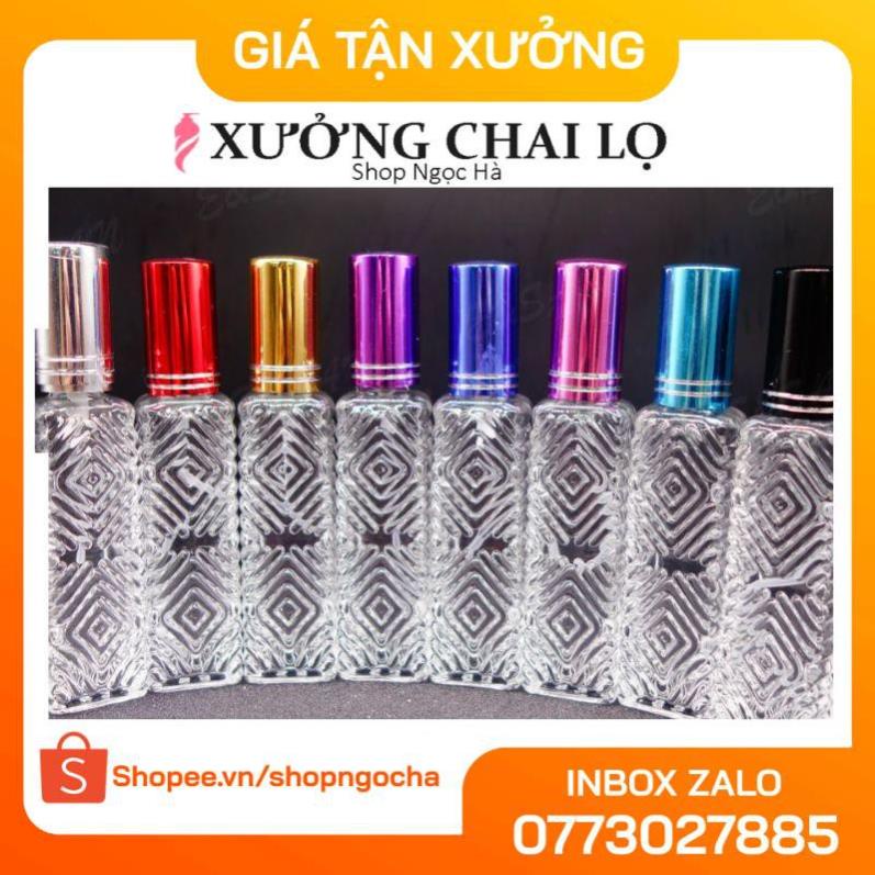 Lọ Chiết Nước Hoa ❤ GIÁ TỐT NHẤT ❤ Chai lọ chiết nước hoa thủy tinh 12ml có Gân hoa văn đựng dầu thơm .