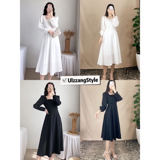 Đầm Nữ Tay Bồng Vintage - Váy Cổ Vuông Dài Tay Siêu xinh