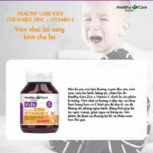 Healthy Care DHA  và kẽm &amp; vitamin C Healthy Care Kids, Combo tăng đề kháng, phát triển trí thông minh cho bé 60 viên