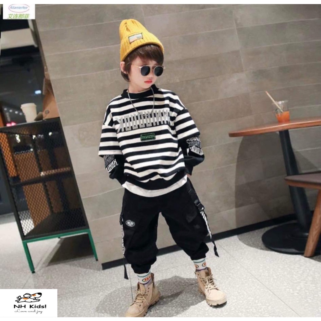 Bộ thun da cá phong cách Hiphop cá tính, năng động dành cho các hot boy của mẹ
