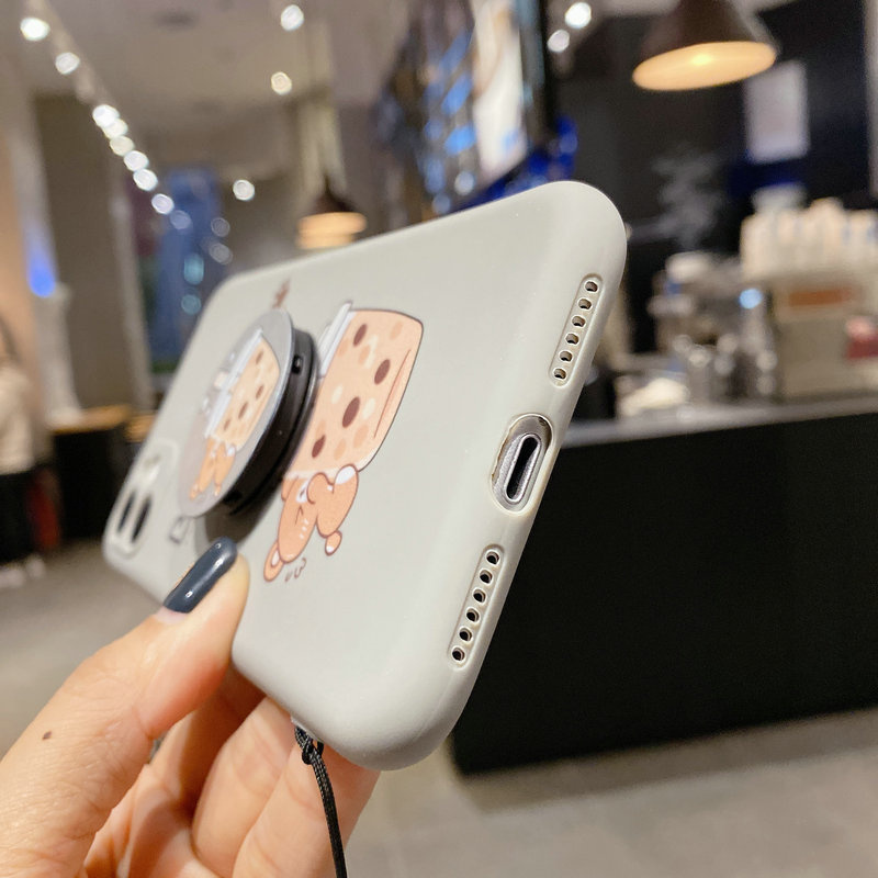 Ốp Điện Thoại Mềm Hình Trà Sữa Có Dây Đeo Cho Iphone 6 6s 7 8 Plus X Xr Xs 11 12 13 Mini Pro