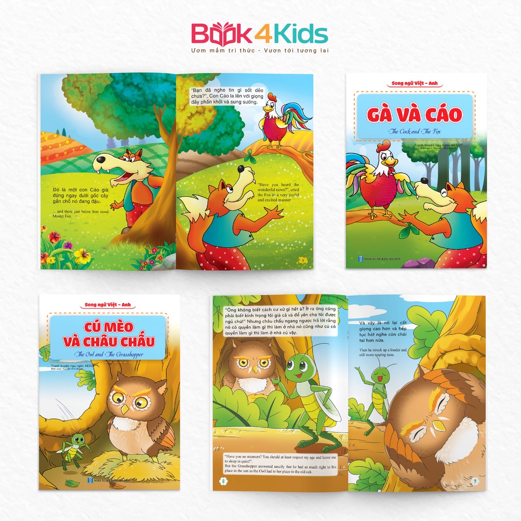 Sách - Bộ 10 Cuốn Tranh Truyện Ngụ Ngôn Aesop - Thần Thoại Hy Lạp - Truyện Cổ Châu Á  - Song Ngữ Việt Anh