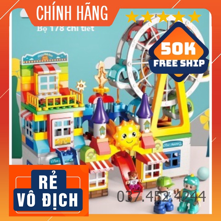 Đồ chơi giáo dụcFreeshiplắp ghép lego duplo cho bé trai, bé gái từ 3 đến 7 tuổi, bộ xếp hình 100 chi tiết hãng Feelo