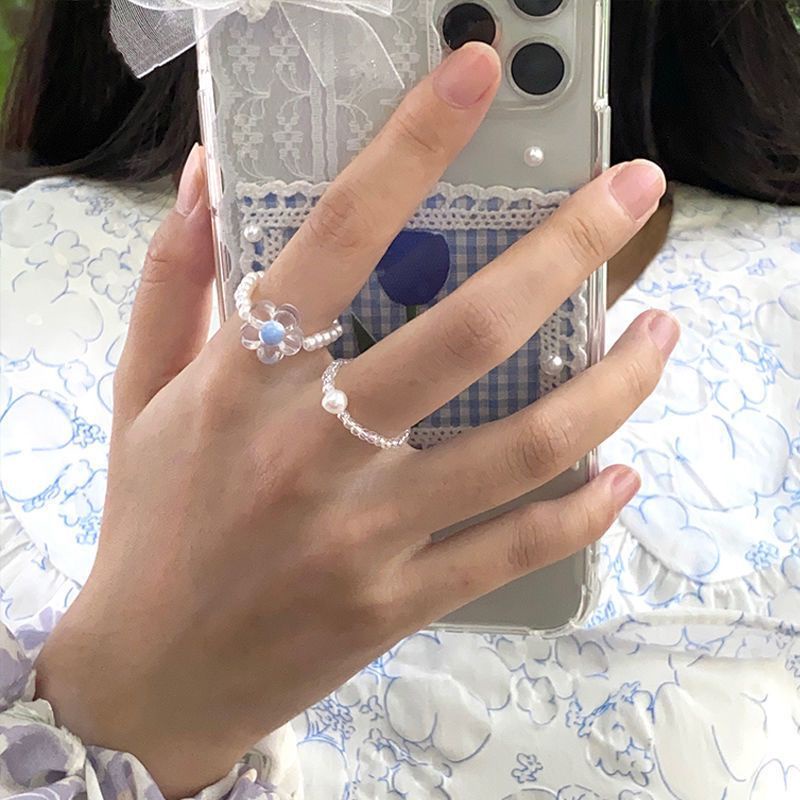 Set 2 Nhẫn Đính Ngọc Trai Nhân Tạo Sang Trọng Thời Trang