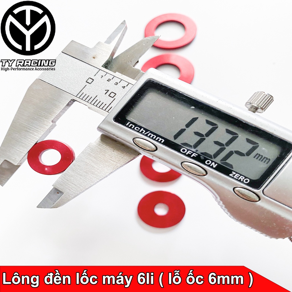 Lông đền nhôm CNC Lốc máy 6li 8li 10li 12li 14li trơn phẳng trang trí xe máy - TY Racing