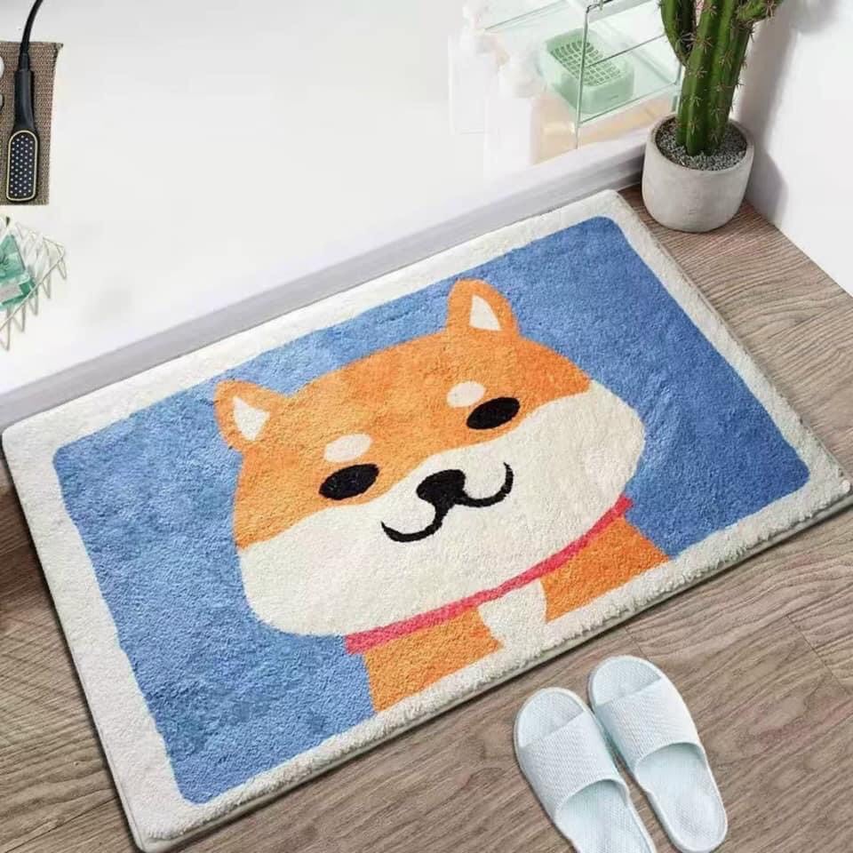 thảm lau chân💖FREESHIP💖 thảm lau chân hình thú họa tiết chú chó SHIBA vàng SURITHAMSHIBA