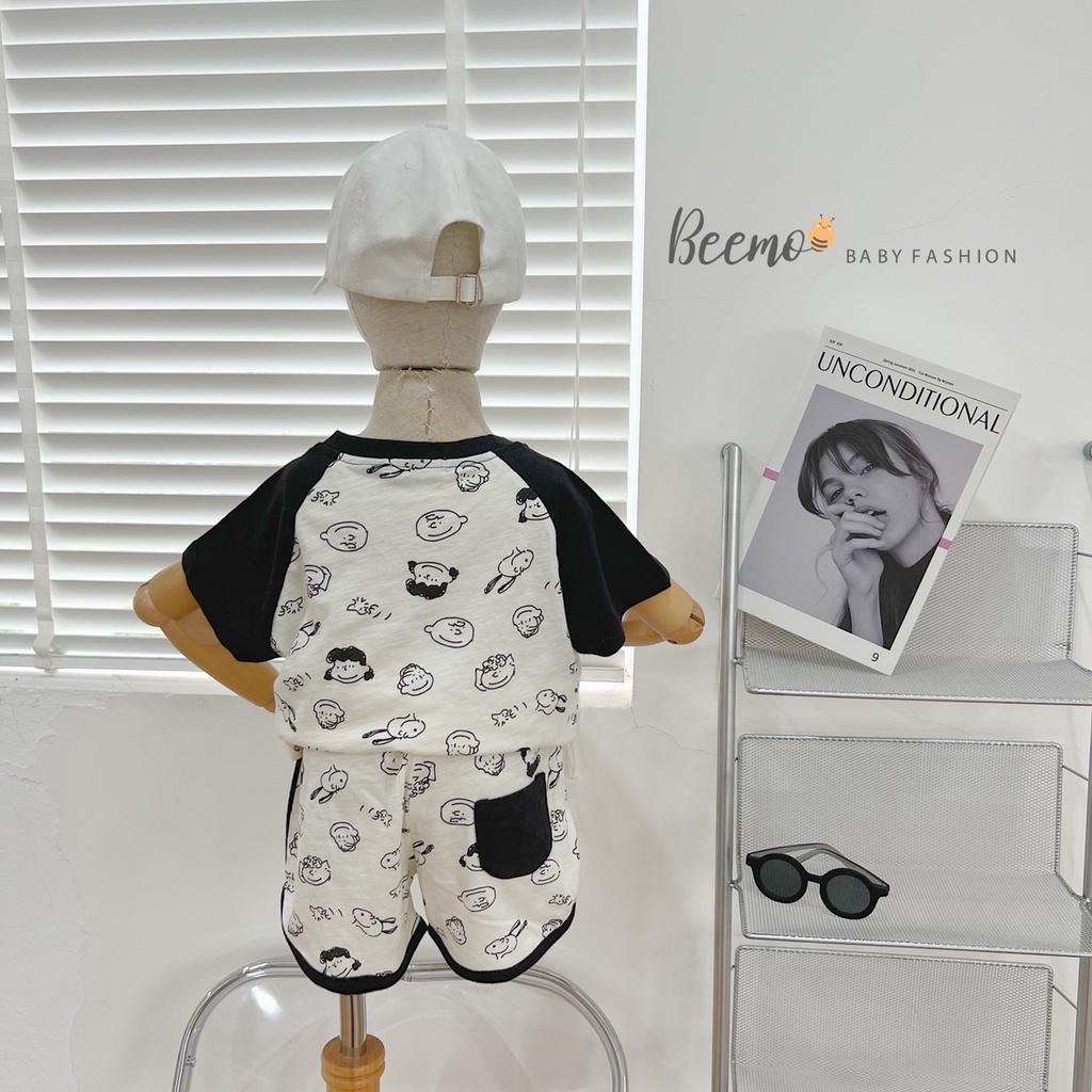 Set bộ cộc tay Beemo chất liệu cotton in hình Snoopy and Friends cho bé trai, bé gái từ 1 đến 6 tuổi - 22B080