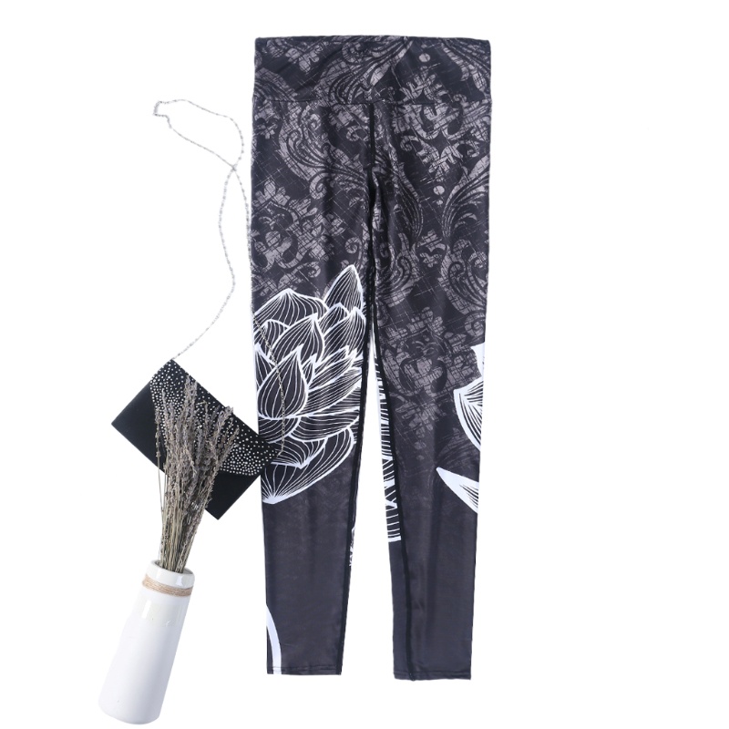 Quần Legging Thể Thao Lưng Cao Co Giãn Tốt In Họa Tiết Xinh Xắn Cho Nữ