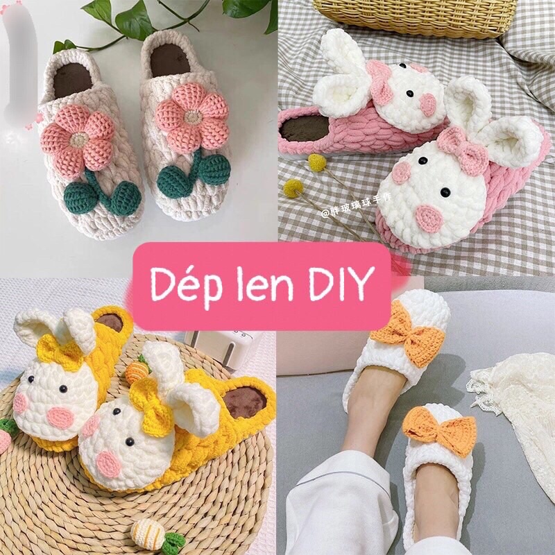 Dép Len DIY Tự Đan Handmade Đáng Yêu